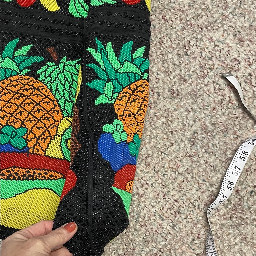 Vintage fully beaded Colorful Fruit Pattern Tote Bag- adorable - Picture 9 of 13